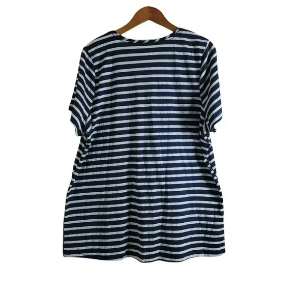 Lane Bryant Size 22/24 Wine Not Graphic blue Striped T-Shirt Short Sleeve Womens - Picture 2 of 7